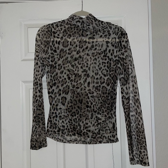 Ten Sixty Sherman Leopard Print Mesh Turtleneck Top - Large - Picture 7 of 13